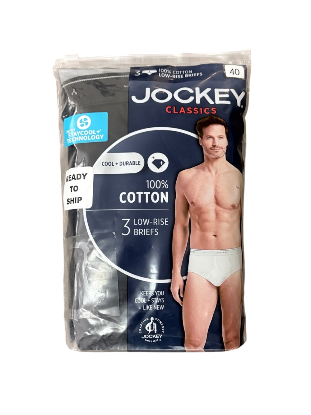 Jockey 2 Pack Low Rise Briefs Size 40 - Black